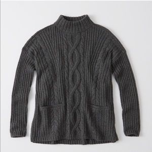 A&F cable mock neck knit sweater oversized